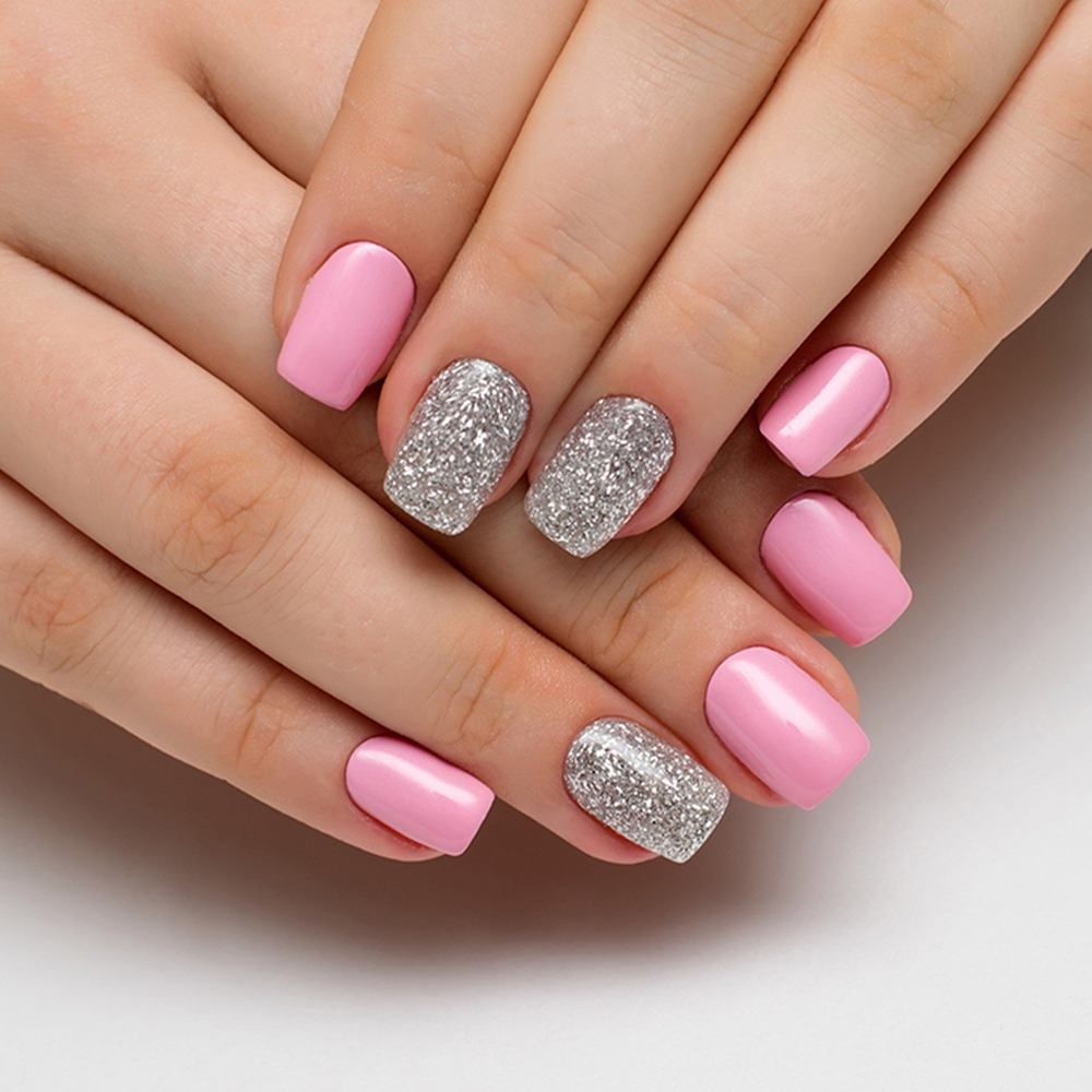 дизайн ногтей серебро с розовым фото